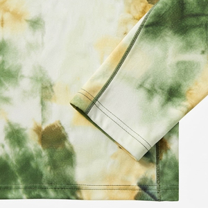 Men's <b>Tie</b>-Dye Long Sleeve O-Neck <b>Knitted</b> Casual T-Shirt Regular Fit Green Yellow Pattern - Product Image 3