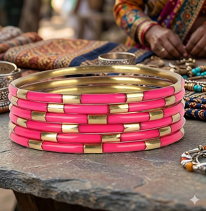 Designer Fashion <b>Bangles</b> <b>Glass</b> with Metal <b>Bangle</b> Set Fashion Jewelry & Accessories Handmade Direct Factory Sale - Product Image 1