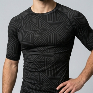Custom <b>Men</b> Compression Fitness Tee Half Sleeve High <b>Stretch</b> Athletic Gym Sportswear Performance Wear Sporty Blank Jersey - Product Image 4