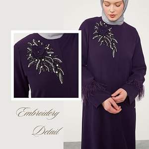 ชุดอาบายะห์ปักลายคุณภาพดี งานปักประณีต ตกแต่งด้วยหินและคริสตัล  ชุดแบบดั้งเดิม ระบายอากาศได้ดี สไตล์ดูไบ - Product Image 2