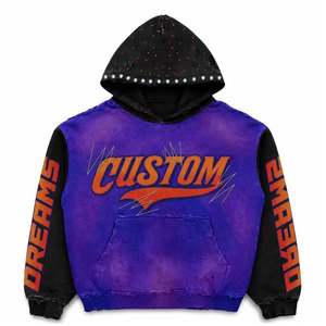 Sweat-shirt à capuche violet Custom Dreams pour homme, streetwear, coupe ample, logo imprimé sur le devant, manches classiques, matière French Terry - Product Image 3
