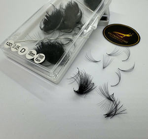 Cils volumineux Promade 12D 14D 0.03 0.07 D Curl, éventails lâches, boîte de 500 à 1000 éventails, base pointue, cachemire, noir mat, cheveux synthétiques - Product Image 6