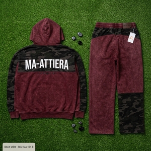 Men Burgundy <b>Black</b> Camouflage <b>Zip</b> <b>Up</b> <b>Hoodie</b> Tracksuit Set Loose Fit Streetwear Panel Design Custom OEM ODM Wholesale - Product Image 6