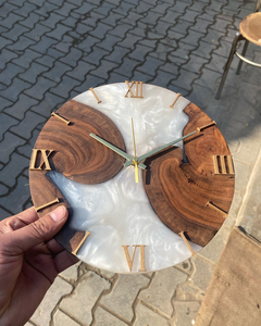 Horloge murale personnalisée en résine époxy et bois, style Art Déco, à piles, pour la décoration de la maison - Product Image 6