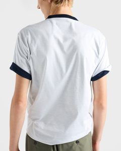 Camiseta de algodón reversible para hombre, corte regular, con ribete en contraste, bolsillo en el pecho, cuello redondo, manga corta, color liso, transpirable - Product Image 6