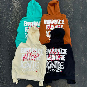 เสื้อฮู้ดซิปโอเวอร์ไซส์ผู้ชาย สไตล์สตรีทแวร์ ผ้าฝ้ายเฟรนช์เทอร์รี่ ทรงปกติ พิมพ์ลายตัวอักษร สำหรับฤดูใบไม้ร่วง - Product Image 2