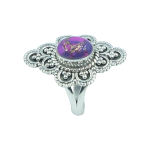 Purple Copper <b>Turquoise</b> <b>Ring</b> 925 Sterling Silver <b>Ring</b> Statement <b>Ring</b> Handmade Design <b>Ring</b> Gemstone <b>Ring</b> <b>Turquoise</b> Jewelry Gift - Product Image 1