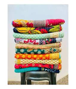 Colcha Bordada Floral Suzani Hecha a Mano, 100% Algodón, Estilo Bohemio, Jaipuri Razai, Sábana, Edredón para el Hogar, Venta al Por Mayor - Product Image 3