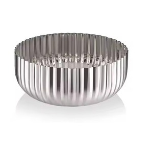 Plato de Acero Inoxidable Pulido de Diseño Moderno, Plato de Aluminio Acanalado con Forma de Pétalo, Tazón para Servir Ensaladas en Hoteles, Restaurantes y Bufés - Product Image 4