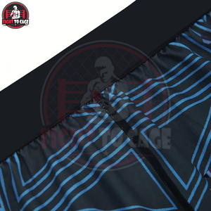 Breathable Spandex/Nylon 2-Piece <b>Compression</b> <b>Shirt</b> & Legging Set for Men <b>Black</b>/Blue Quick Dry Full Sleeve MMA/BJJ Training - Product Image 3