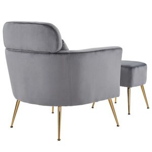 Single Flannelette Indoor Leisure Chair Half Disassembled with <b>Gold</b> Feet and Pedals Dark Gray <b>Sofa</b> Chair - Product Image 6