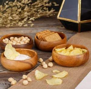 Ensemble de 4 bols à collation en bois, taille 11,43 cm/4,5 pouces x 3,81 cm/1,5 pouces - Product Image 3