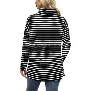 Sweat-shirts d'hiver pour femmes 2024 à manches longues en tissu tissé, couleurs personnalisées, haute qualité, nouveau style, sweats à capuche avec logo frontal et col roulé - Product Image 5