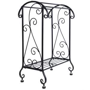 Black Free-Standing Metal <b>Towel</b> Rack with Shelf Modern Free-<b>Hanging</b> Design - Product Image 1