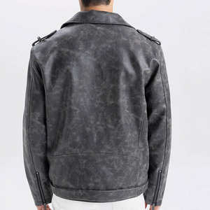 Service OEM, Vente en ligne, Blouson en cuir pour homme, enduit, style vintage, écologique, design personnalisé, fermeture éclair frontale - Product Image 3