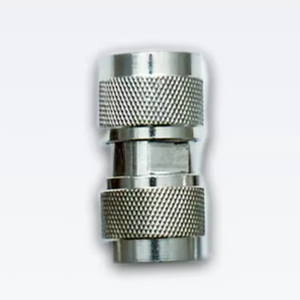 Conector adaptador coaxial RF industrial N macho a macho con acabado pulido para sistemas de montaje electrónico - Product Image 1