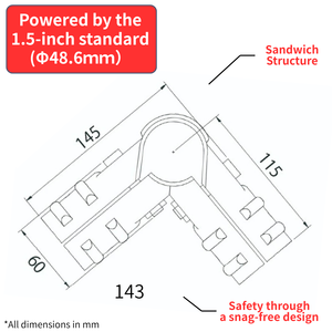 ส่วนประกอบข้อต่อท่อโลหะแบบหนัก (ชิ้นส่วน T-3) สำหรับ NTY-TA2 – ออกแบบมาสำหรับท่อขนาด 48.6 มม. – เรียบง่าย แข็งแรง และใช้งานได้หลากหลาย - Product Image 2