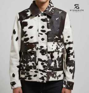 Chaqueta de Cuero con Pelo de Vaca para Hombre, Hecha a Medida, con Paneles Texturizados y Confección Moderna, Proveedor OEM 2026 - Product Image 3