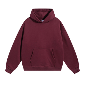 เสื้อฮู้ดดี้โอเวอร์ไซส์สำหรับผู้ชาย ผ้าหนานุ่ม พิมพ์ลายโลโก้แบบพัฟ  สีพื้น ผ้าฝ้ายฟลีซ 100% - Product Image 1