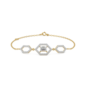 Bracelet de luxe pour femme en or 18 carats plaqué or avec diamants hexagonaux taille Asscher, idéal pour le quotidien - Product Image 1