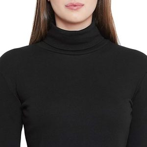 Camiseta Casual de Cuello Alto para Mujer, Manga Larga, Estampada, de Algodón y Elastano, Tejido de Punto, Transpirable, de Secado Rápido, Antiarrugas - Product Image 3