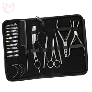 Hair Extension Tool <b>Kit</b> Stainless Steel Pliers Scissors Comb Clips Loop Needle <b>Beads</b> Professional Salon <b>Kit</b> OEM Supplier - Product Image 1