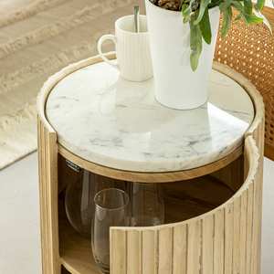 Table d'appoint Vandana Lyra en bois de manguier et marbre - Product Image 2