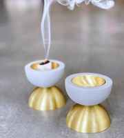 Brûleur à Bakhoor et diffuseur d'aromathérapie en marbre travertin beige de luxe de haute qualité pour une décoration élégante de la maison et une expérience olfactive raffinée
