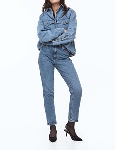 Jeans de mezclilla rectos de cintura alta transpirables con lavado arena para mujer, venta al por mayor de marca privada, jeans casuales para mujer - Product Image 1