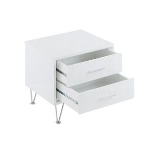 Comodino bianco a 2 cassetti con gambe in metallo - Product Image 5