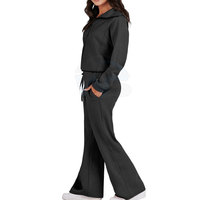 Op maat gemaakte dames loungepak, zacht tweedelig set met lange mouwen, wijde broek, comfortabel huispak, te koop