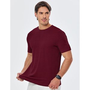 2025 <b>Men's</b> Casual Stretch Fitness T-<b>Shirt</b> Solid Crewneck Short Sleeve Textured Design Available 200g 240g Weight Screen - Product Image 2