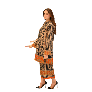 Fashion Printed Stitch Suit with Cotton Fabric for Women's Summer Wear - Product Image 2