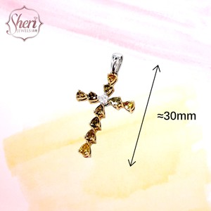 [Sheri Jewels] Eye Catching Cross Style 18K Solid Gold Natural Yellow Diamond Pendant for Women - Causal Wear - Product Image 2