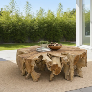 Mesa de Centro Rústica de Raíz de Teca, Mesa de Centro de Forma Natural, Mesa de Tronco de Madera Hecha a Mano, Decoración para Sala de Estar - Product Image 3