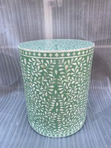 Handcrafted Bone Inlay Side <b>Table</b> With Decorative Drawer And Unique Artisan Finish For Stylish Bedroom Use - Product Image 1