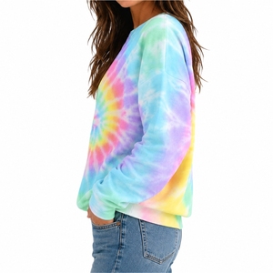 Sweat-shirt tie-dye pour femme, col rond, manches longues, motif arc-en-ciel, pull tricoté décontracté, vêtement de printemps, coupe confortable - Product Image 3