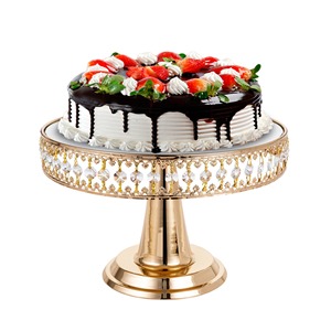 Round Gold Metal <b>Cake</b> <b>Stand</b> With Crystal Accents Non Toxic Hand Wash Only - Product Image 1