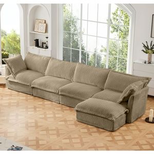 Divano a L con Rivestimento Rimovibile a 4 Posti, Seduta Profonda, Braccioli Morbidi e 2 Grandi Cuscini Confortevoli per Soggiorno - Product Image 2