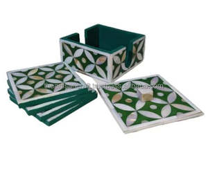 Elegante Juego de Posavasos Cuadrados de Nácar Ecológicos de Lujo, 4 Posavasos Hechos a Mano con Conchas Naturales, Accesorios Decorativos para Mesa, Artesanía - Product Image 4