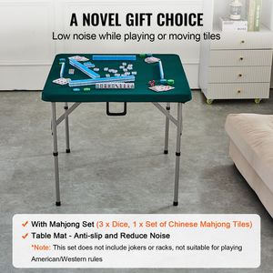 Portable Bi-Folding 4 Player Mahjong <b>Table</b> with 144PCS Tiles and 3 Dice Fold in Half Design for <b>Card</b> Players - Product Image 6
