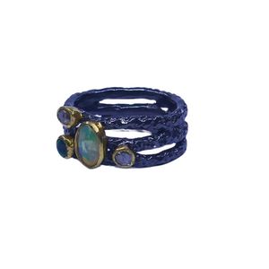 Wedding Wear 925 Sterling <b>Silver</b> Gold Plated Jewelry <b>Opal</b> Diamond Gemstone Women Wear Classic <b>Ring</b> - Product Image 2