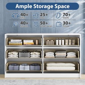 Comò moderno a 6 cassetti per camera da letto o soggiorno armadio in legno con maniglie in metallo organizzatore armadio - Product Image 3