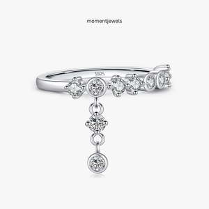 Bague Goutte d'Eau en Argent Sterling 925 avec Zircon, Anneau Géométrique de Mariage pour Femme, Bijou de Soirée - Product Image 1