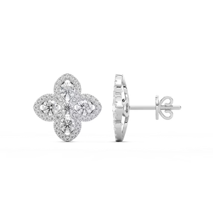 AURALUXURIA Pendientes de Oro con Diamantes Cultivados en Laboratorio, Diseño de Trébol, 1 Quilate, Certificados por IGI - Product Image 1