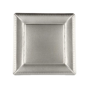 Luxurious Silver <b>Square</b> <b>Edge</b> Beaded Paper Disposable Charger Plates 13 Inch Pack of 10 elegant eco friendly charger plates - Product Image 5