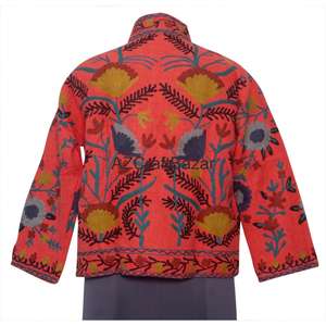Chaqueta Bomber para Mujer con Cuello en V, Diseño Floral Vintage, Bordado Suzani TNT Hecho a Mano, Transpirable, de Secado Rápido y Ecológico - Product Image 5