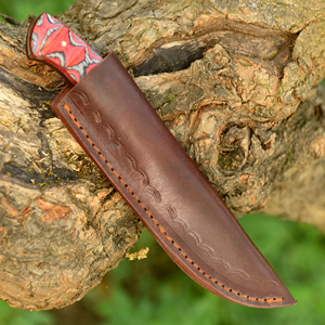 Couteau de chasse à lame fixe forgé EDC en acier 12c27, manche en bois Pakka, étui en cuir, ODM OEM, couteau de camping à lame pleine pour le bushcraft - Product Image 5