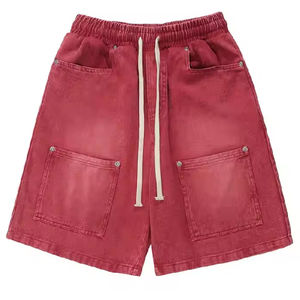 Shorts Jogger Homme Personnalisés en Molleton Français Délavé Effet Usé avec Cordon de Serrage et Motif Uni Style Décontracté - Product Image 5