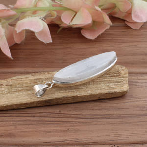 Collar con Colgante de Piedra Lunar Arcoíris Natural, Plata de Ley 925, Engaste de Platino, Corte Marquesa, Gema con Destello Azul - Product Image 3